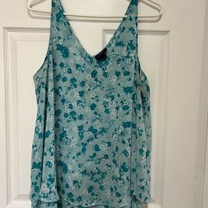Lane Bryant Teal Floral Sleeveless Blouse